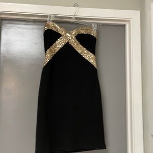 Black and Gold Cocktail Dress.